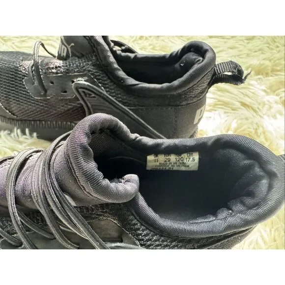 Black Boys Puma Sneakers Non Tie Size 11 - Picture 6 of 9